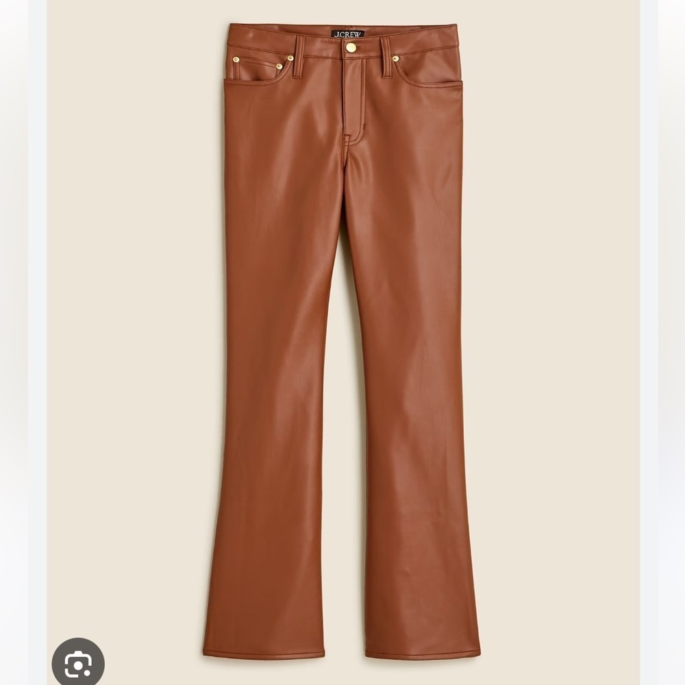 J CREW WOMENS HIGH RISE BOOTCUT PANT FAUX LEATHER BROWN 32 CC485